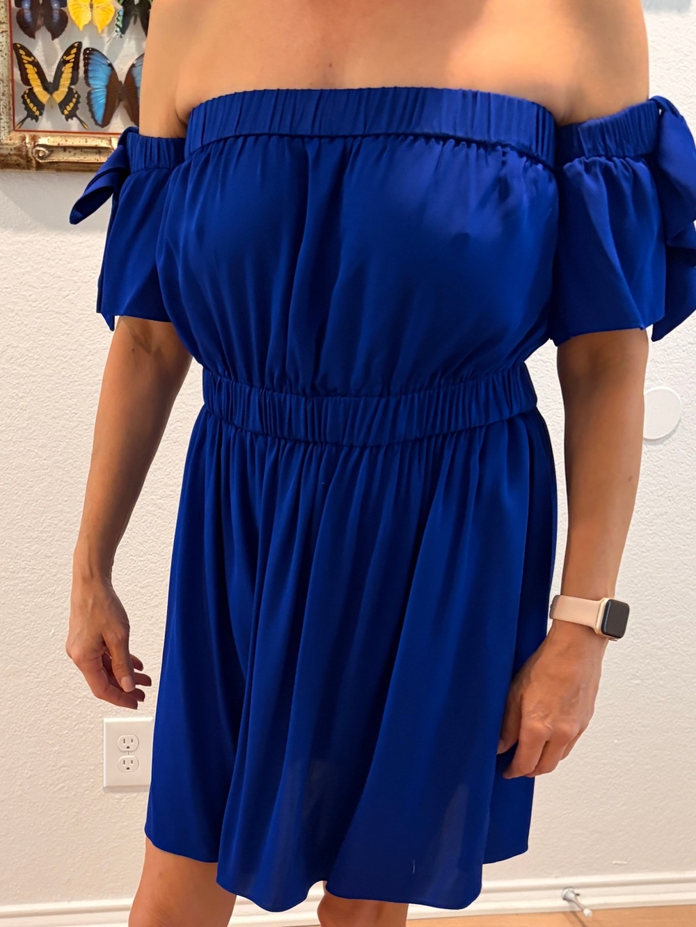 Milly Off-Shoulder Royal Blue Mini Dress